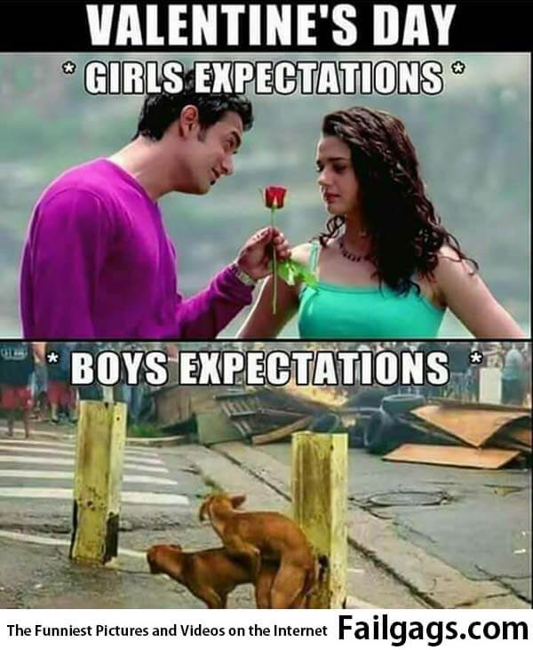 Valentines Day Girls Expectations Boys Expectations Meme