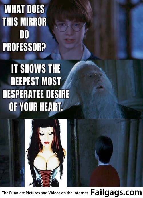 What Does This Mirror Do Professor? Its Shows the Deepest Most Desperate Desire of Your Heart Meme