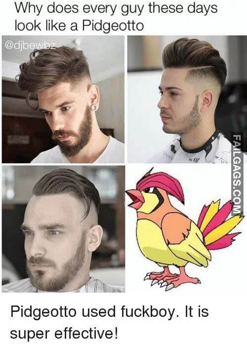 Why Does Every Guy These Days Look Like A Pidgeotto Pidgeotto Used Fuck Boy It Is Super Effective Meme
