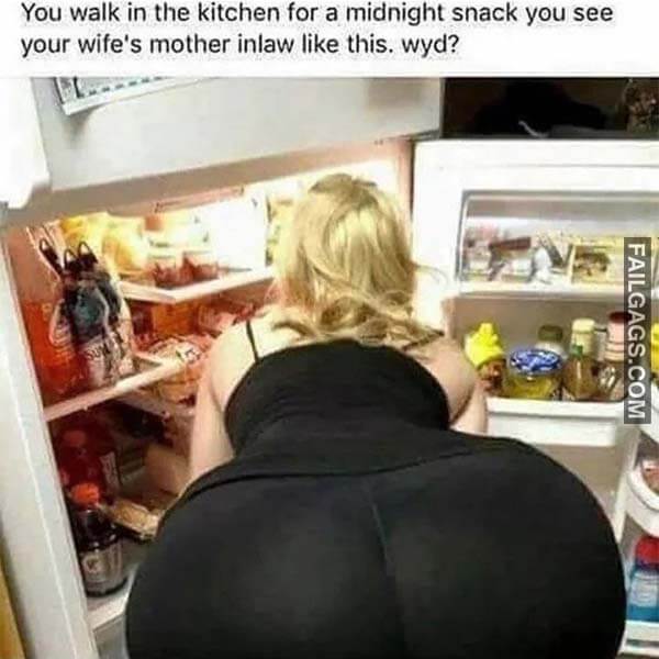 You Walk In The Kitchen For A Midnight Snack You See Your Wife's Mother Inlaw Like This Wyd? Meme