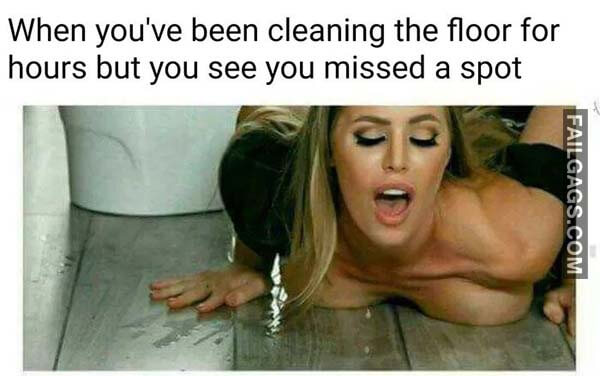 When You've Been Cleaning The Floor For Hours But You See You Missed A Spot Meme