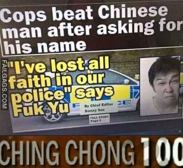 Cops Beat Chinese Man After Sking For His Name I've Lost All Faith In Our Police Says Fuk Yu Meme