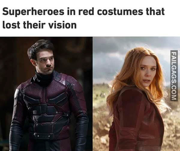 Superheroes In Red Costumes That Lost Their Vision Meme