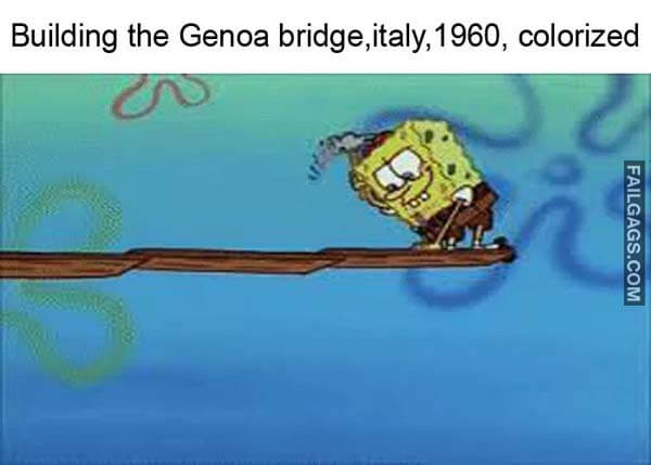 Building The Genoa Bridge Italy 1960 Colorized Meme