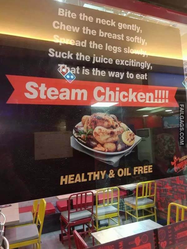 Bite The Neck Gently Chew The Breast Softly Spread The Legs Slowly Suck The Juice Excitingly That Is The Way To Eat Steam Chicken Meme