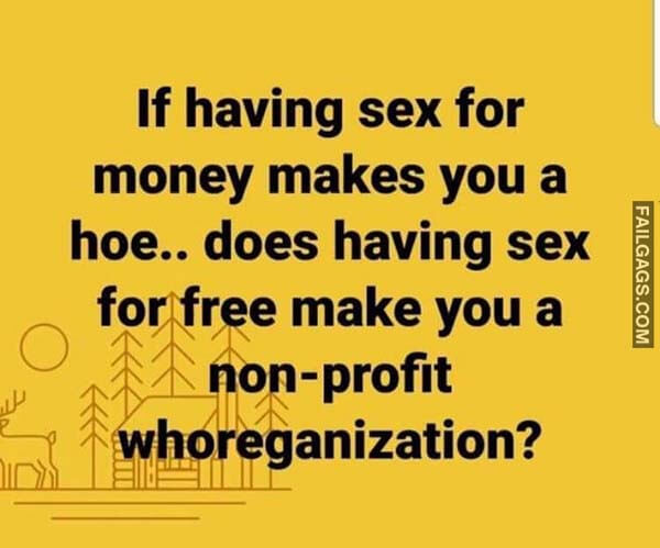 If Having Sex For Money Makes You A Hoe.. Does Having Sex For Free Make You A Non-Profit Organisation? Meme