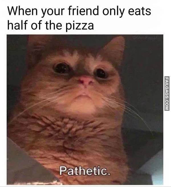 When Your Friend Only Eats Half Of The Pizza Pathetic Meme