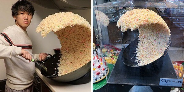A Guy Creating An Amazing Fried Rice Wave 