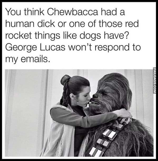 You Think Chewbacca Has a Human Dick or One of Those Red Rocket Things Like Dogs Have George Lucas Won't Respond to My Emails Meme