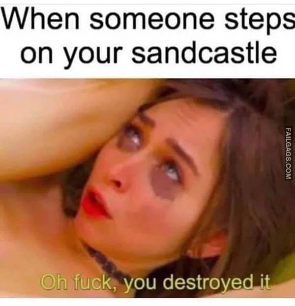 When Someone Steps on Your Sandcastle Oh Fuck You Destroyed It Meme