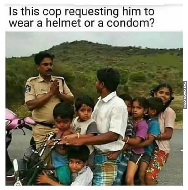 Is This Cop Requesting Him to Wear a Helmet or a Condom? Meme