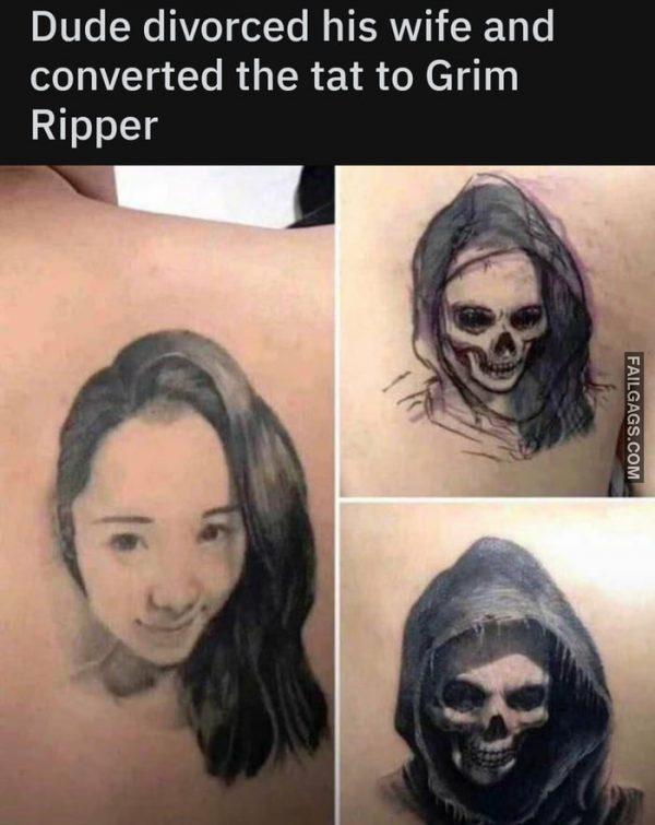 Wife Tattoo To Grim Reaper