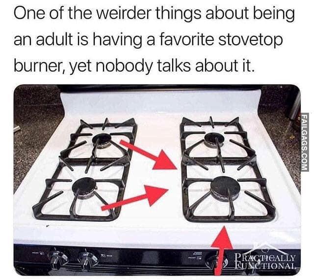 One of the Weirder Things About Being an Adult is Having a Favorite Stovetop Burner, Yet Nobody Talks About It Do You Have a Favorite Burner? Memes