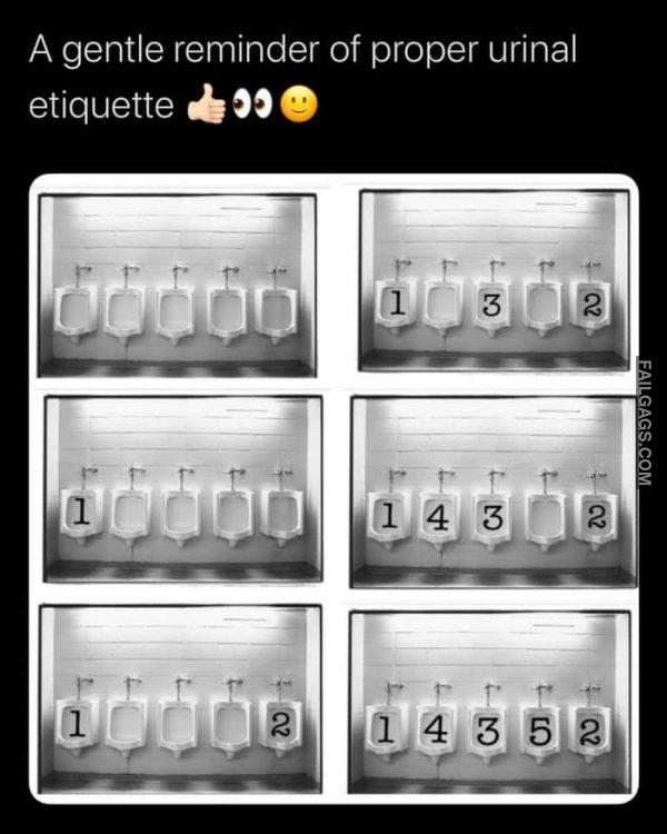 A Gentle Reminder of Proper Urinal Etiquette Memes