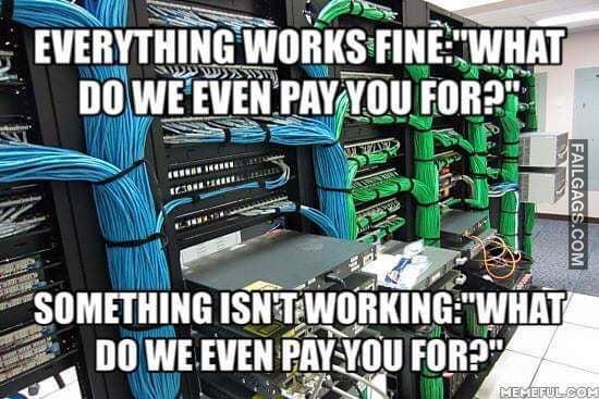 Everything Works Fine What Do We Even Pay You for? Something Isn't Working What Do We Even Pay You for? Working in It Memes