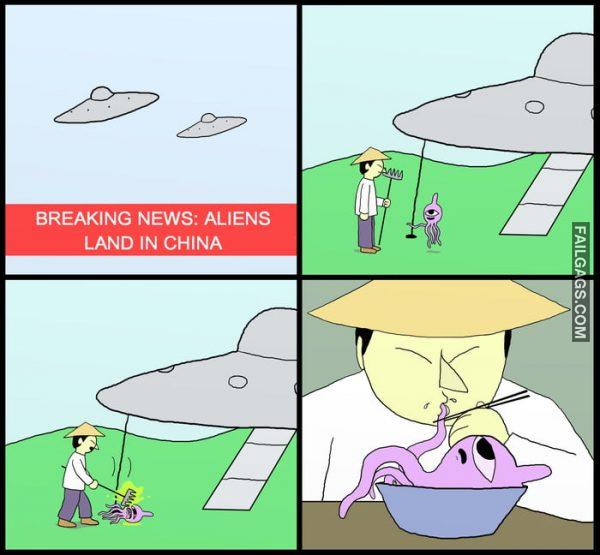 Breaking News: Aliens Land in China Memes