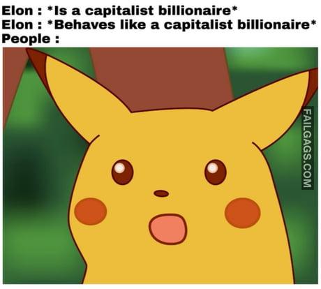 Elon : is a Capitalist Billionaire Elon : Behaves Like a Capitalist Billionaire People : Memes