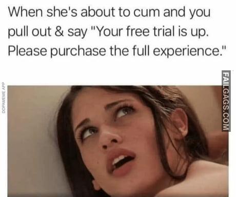 When She's About to Cum and You Pull Out & Say Your Free Trial is Up. Please Purchase the Full Experience Memes