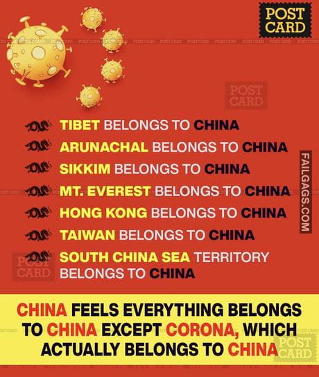 China Feels Everything Belongs to China Except Corona, Which Actually Belong to China Memes