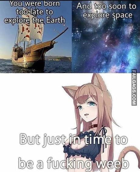 You Were Born Too Late to Explore the Earth and Too Soon to Explore Space but Just in Time to Be a Fucking Weeb Memes