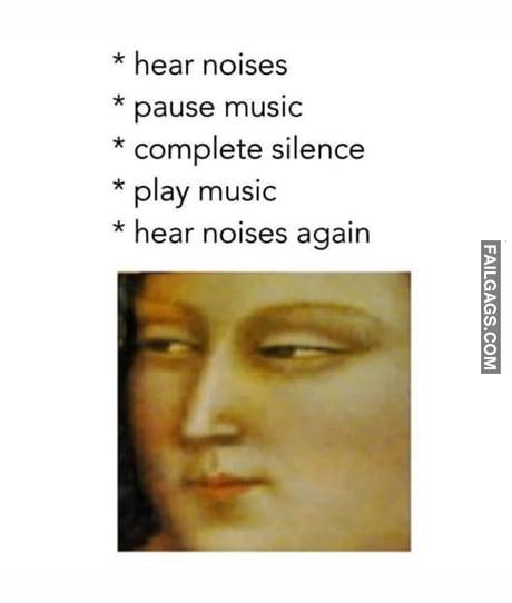 Hear Noises Pause Music Complete Silence Play Music Hear Noises Again Memes