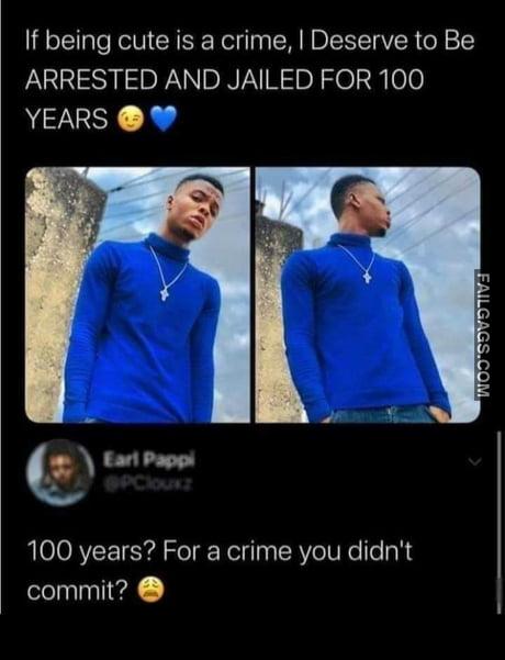 If Being Cute is a Crime, I Deserve to Be Arrested and Jailed for 100 Years 100 Years? For a Crime You Didn't Commit? Memes