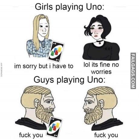 Girls Vs Guys Playing Uno Meme
