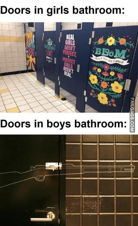 Doors in Girls Bathroom Vs Doors in Boys Bathroom Meme