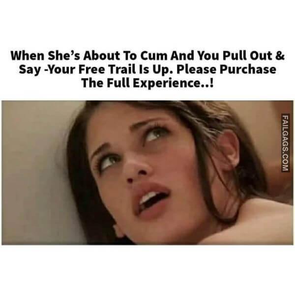 When Shes About to Cum and You Pull Out Say your Free Trail is Up. Please Purchase the Full Experience.. Meme