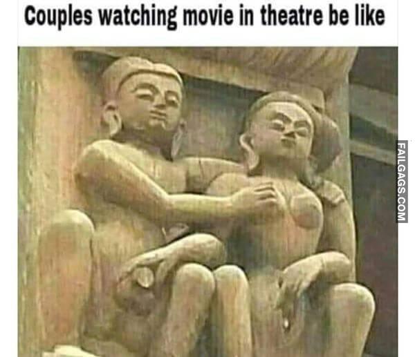 Couples Watching Movie in Theatre Be Like Funny Meme