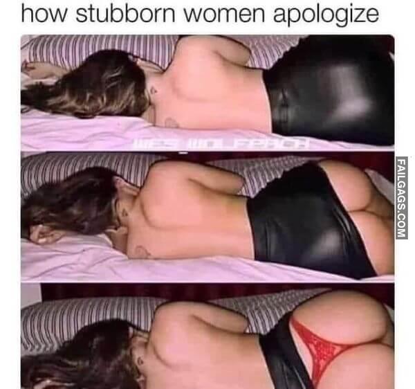 How Stubborn Women Apologize Funny Adult Memes