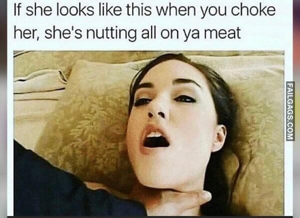 If She Looks Like This When You Choke Her Shes Nutting All on Ya Meat Funny Adult Memes