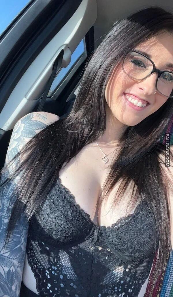 Sexy Busty Girls Taking Car Selfie 11