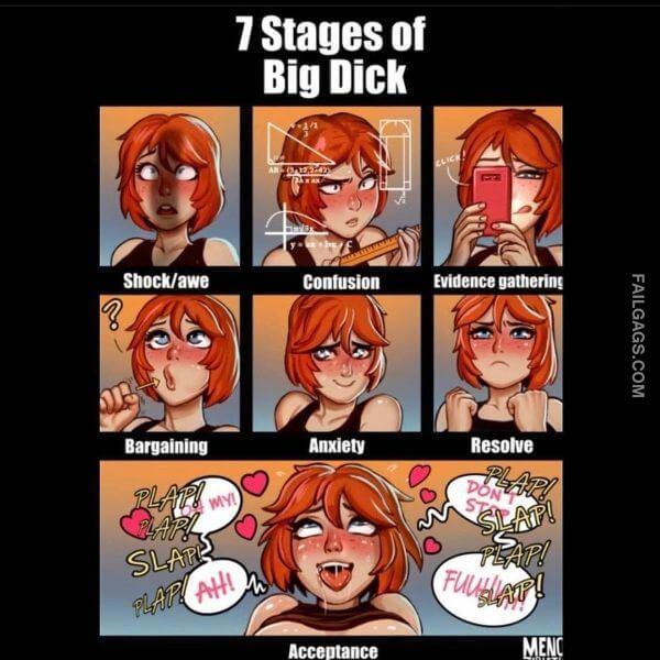 7 Stages of Big Dick Adult Memes