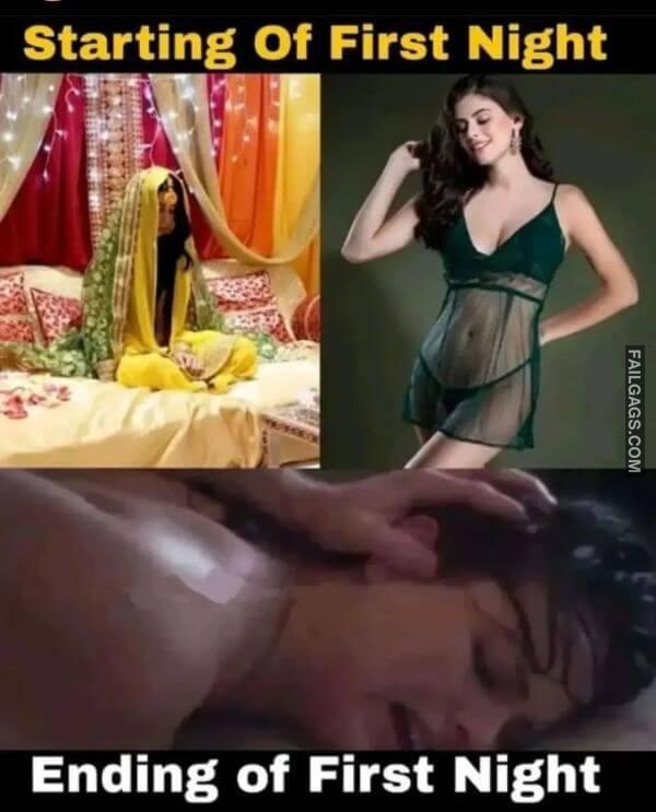 Starting of First Night Ending of First Night Funny Sex Memes Hindi